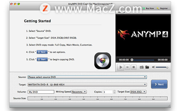如何在Mac上的DVD光盘/文件夹/ ISO文件中复制DVD或从其中刻录DVD？”