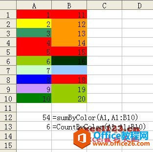 excel按指定的单元格颜色进行计数或求和”