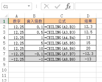 Excel CEILING 函数 使用实例教程