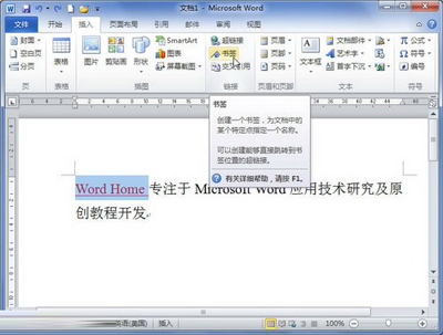 Word2010中插入书签的诀窍”