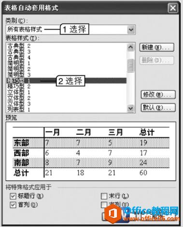 word 表格自动套用格式的方法