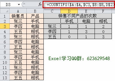 excel中countifs函数 多条件函数应用实例教程