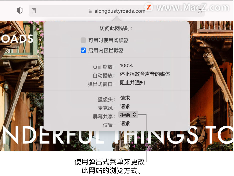 如何在Safari浏览器中设置活跃及其他网站？”
