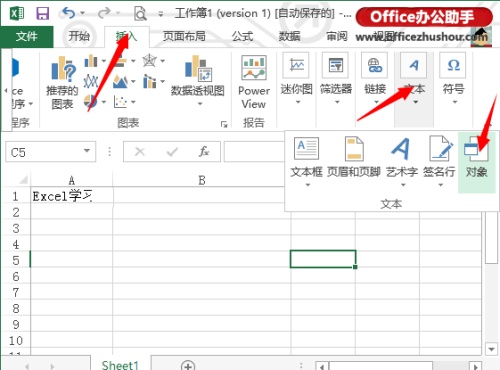 Excel2013如何插入目标文件？”