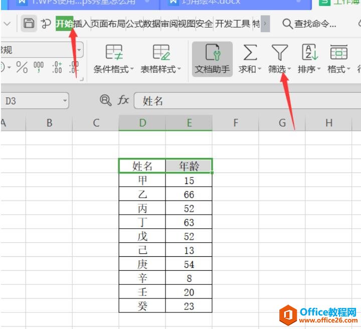 WPS 中如何使用筛选器进行筛选分类