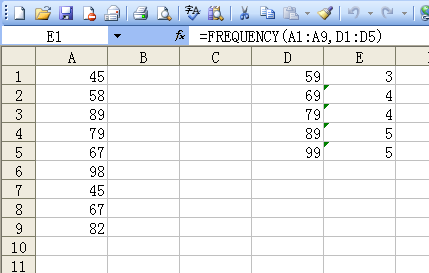 Excel 计算区间里所含数值的个数的FREQUENCY函数”