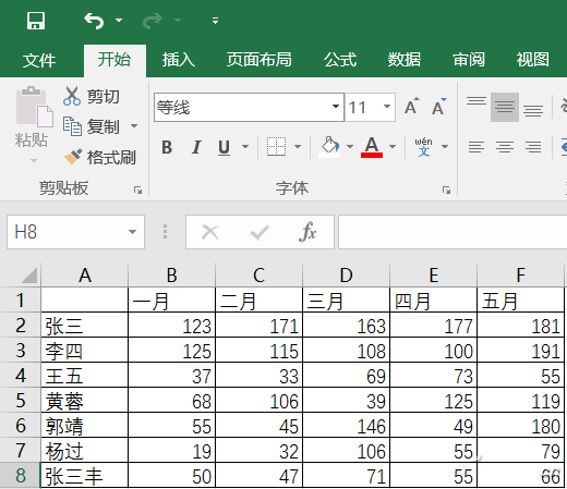 excel使用SUM函数计算特定的几个数值之和”