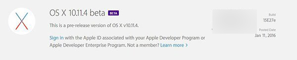 苹果OS X 10.11.4 El Capitan Beta1发布:完善性能为主”