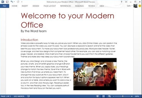Word2013支持直接插入播放网络视频”