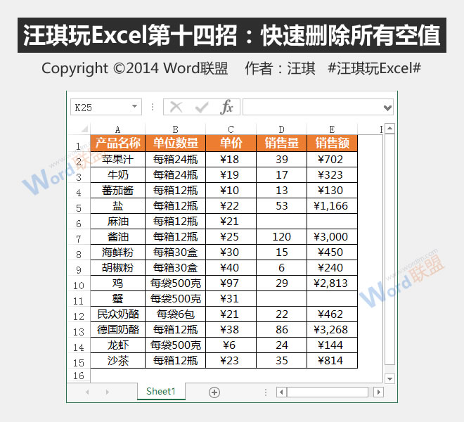 快速删除所有空值:王琦玩的是Excel的第十四招”
