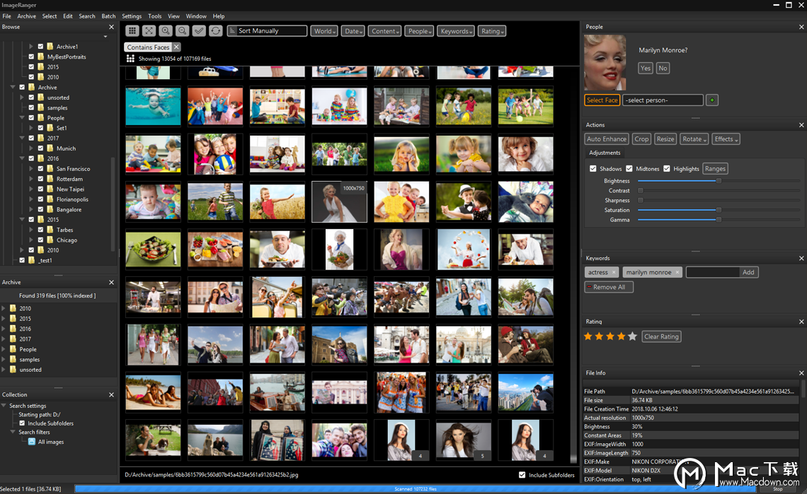 如何在ImageRanger Pro Edition文件夹中排列图像文件？”