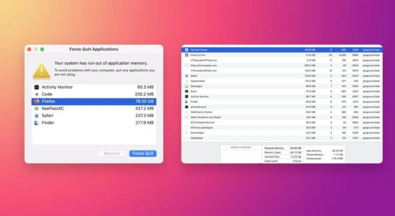 部分苹果 macOS Monterey 用户遇到“内存泄漏”问题，应用后台运行消耗上百 GB 内存”