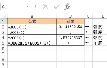 Excel ACOS 函数 使用实例教程”