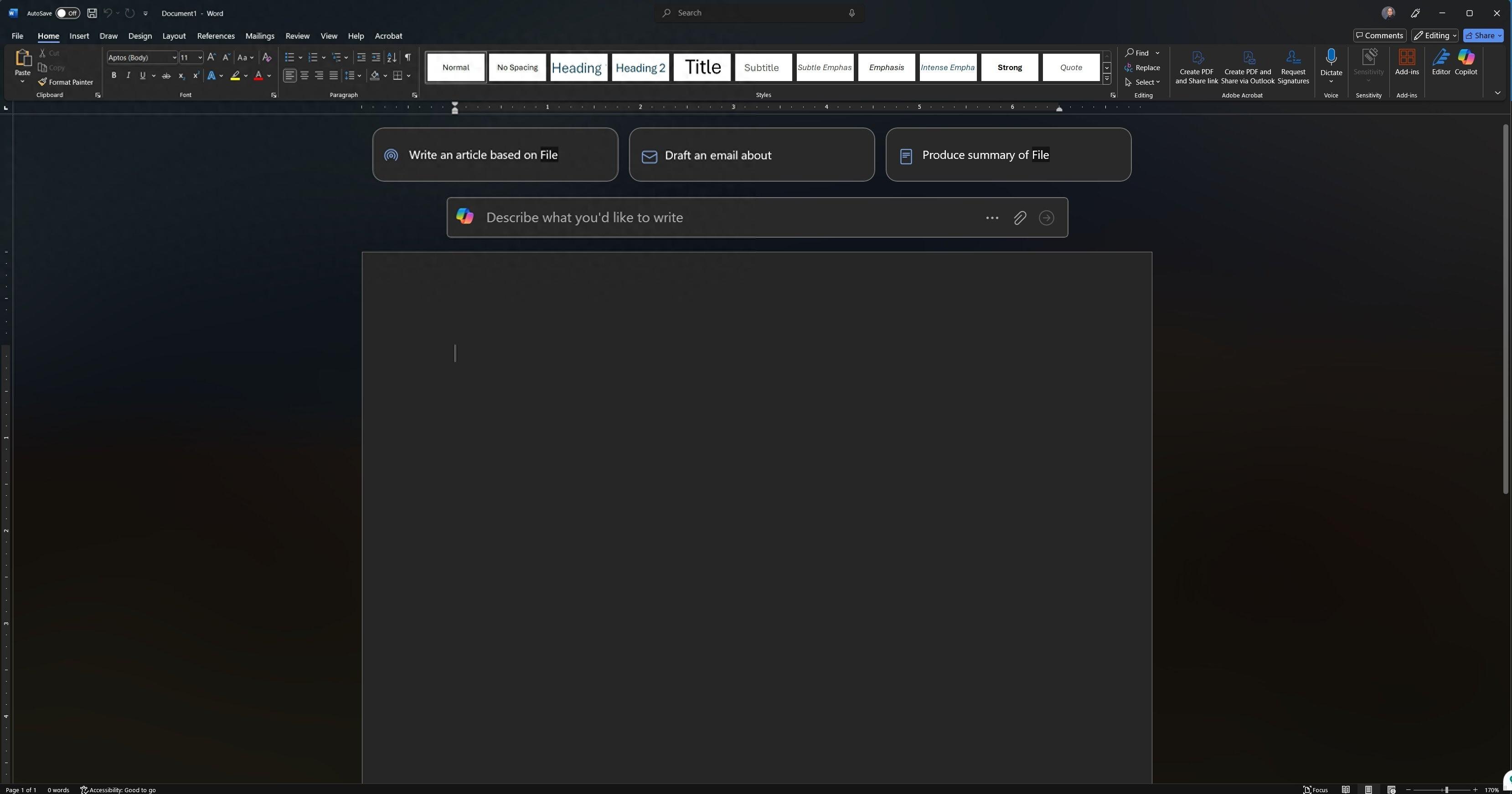 微软正在为 Word 中的新文档测试新的 Copilot UI
