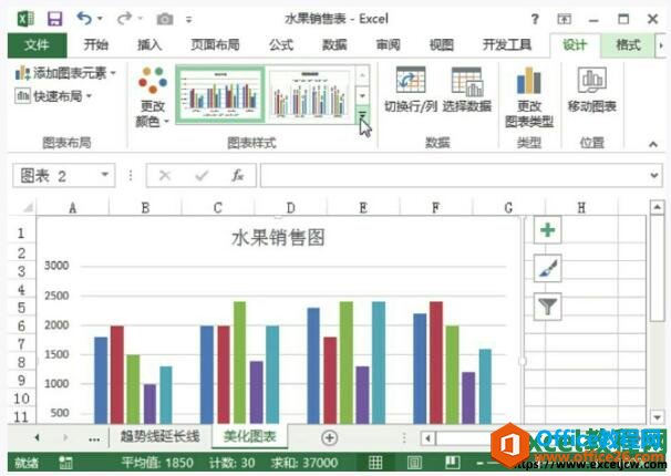 如何在excel2013中应用图表样式、形状样式和添加艺术字”