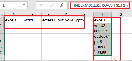 如何使用Excel 2013/2016中的公式将水平行转换为垂直列”