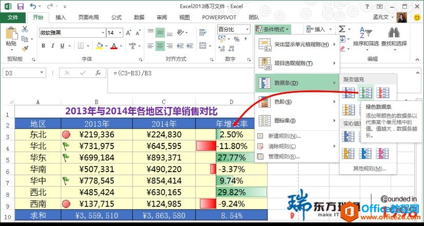 Excel利用数据条功能实现数据智能展现