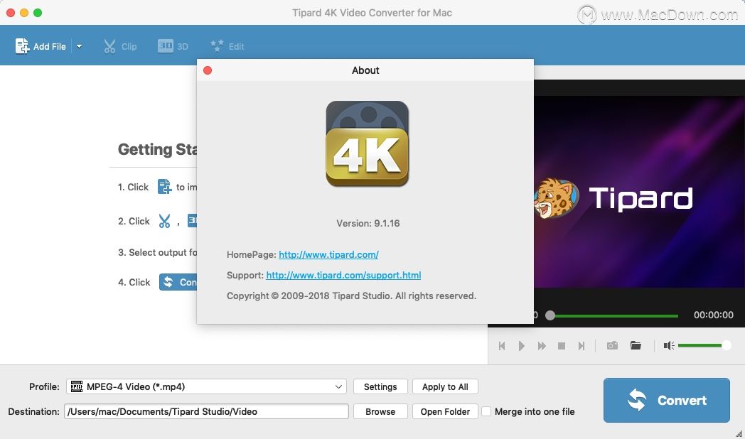 如何在Mac上使用视频转换器Tipard 4K Video Converter