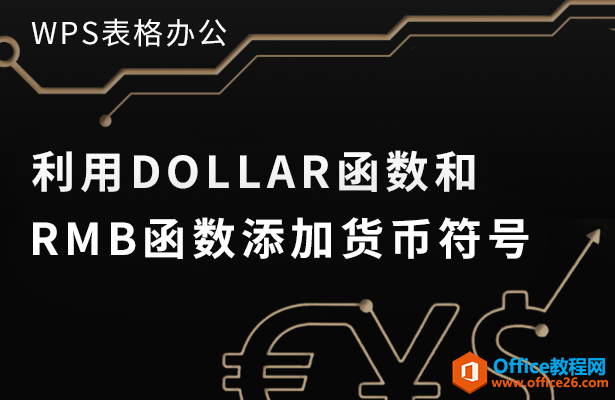 WPS excel利用DOLLAR函数和RMB函数添加货币符号”
