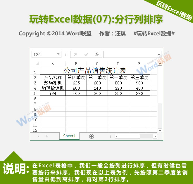 按行和列排序:播放Excel数据(07)”