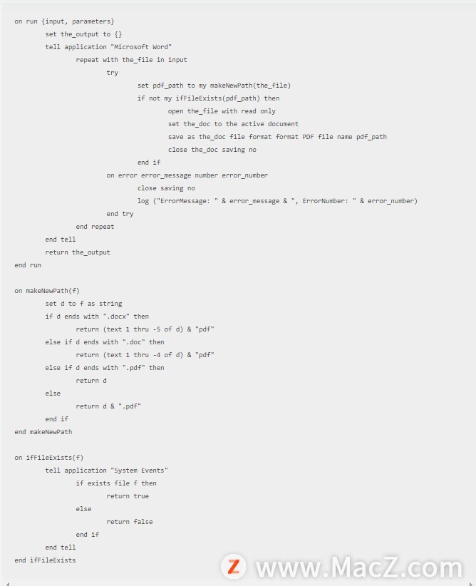 Mac 下批量 Word 转 PDF的 AppleScript 脚本”