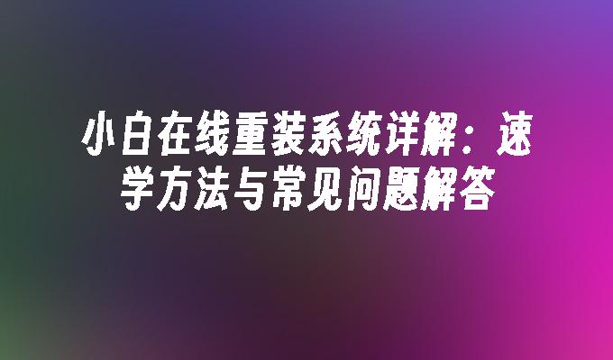 小白在线重装系统详解：速学方法与常见问题解答