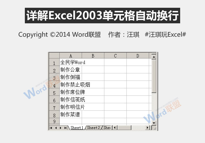 详细解释Excel2003单元格换行”