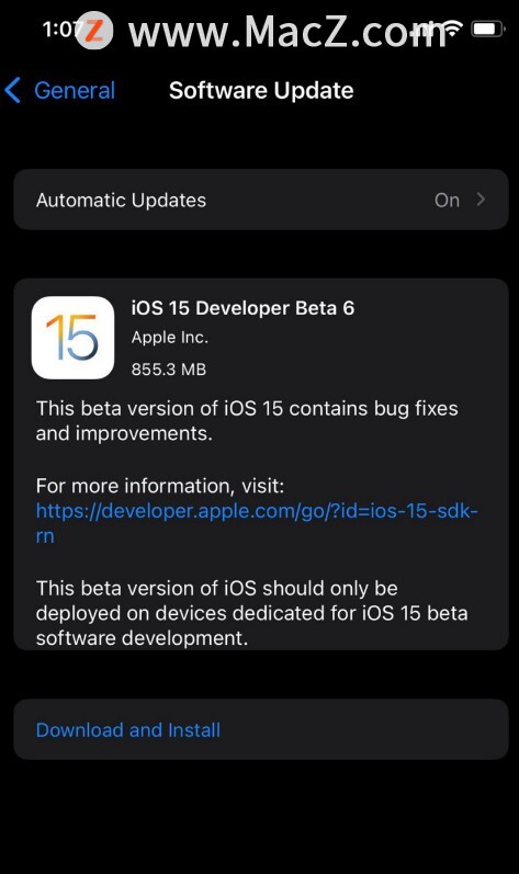 苹果 iOS 15/iPadOS 15 开发者预览版 Beta 6 发布：删除 SharePlay，重新设计 Safari 浏览器”