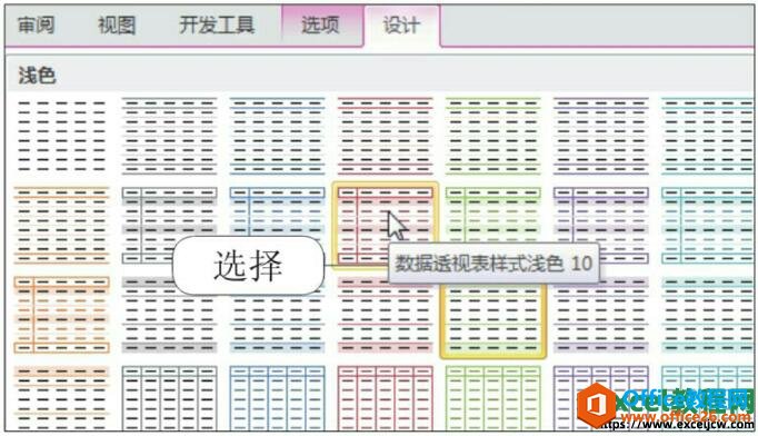 excel2010如何给数据透视表套用样式”