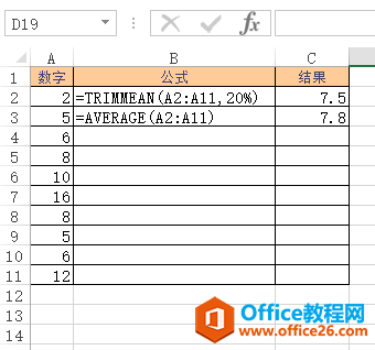 Excel TRIMMEAN 函数 使用实例教程