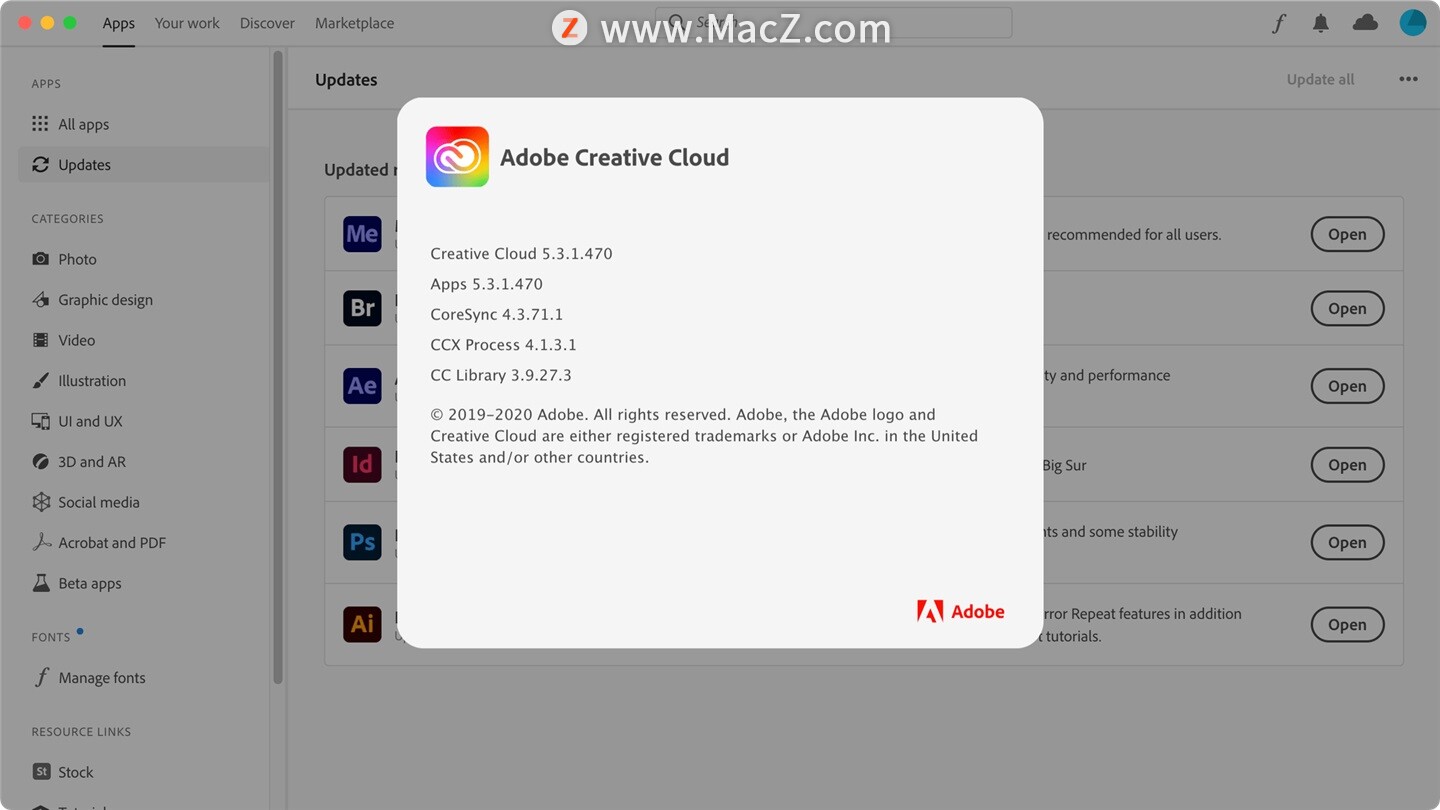 Creative Cloud macOS Big Sur 版更新：修复 CPU 使用率 100% 错误 Bug”