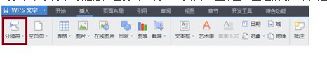 wps2013中的分隔符在哪里？”