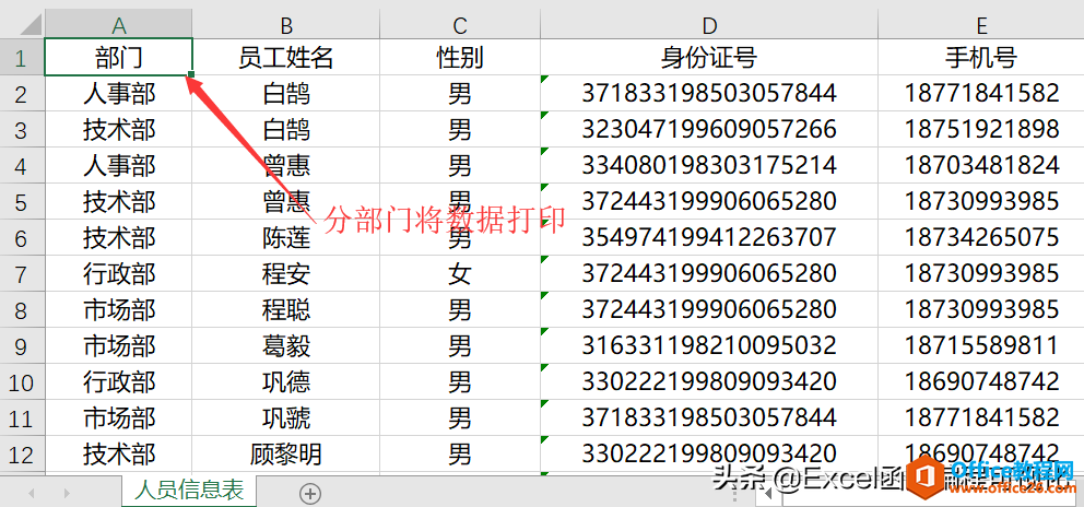 Excel超实用打印小技巧，分部门打印数据
