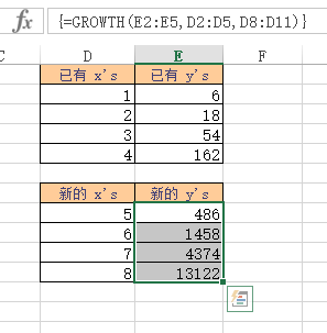 Excel GROWTH 函数 使用实例教程