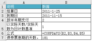 Excel COUPDAYS 函数 使用教程