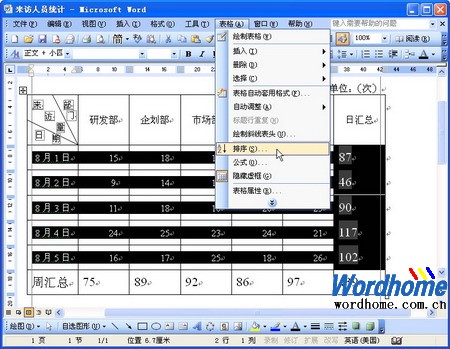 在Word表格中如何排序”