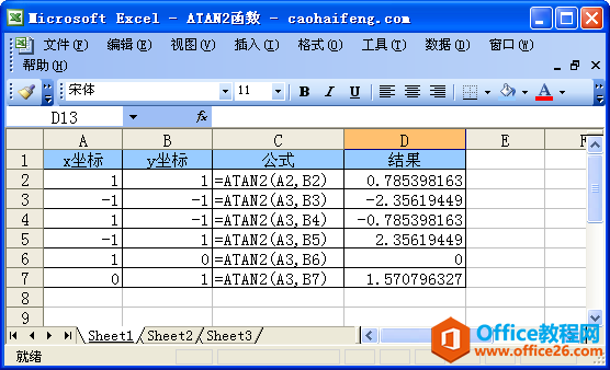 Excel中ATAN2函数的语法和用法”