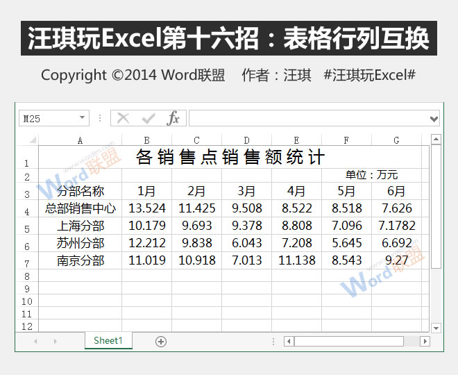 表格行和列交换:王琦玩Excel的第十六招”