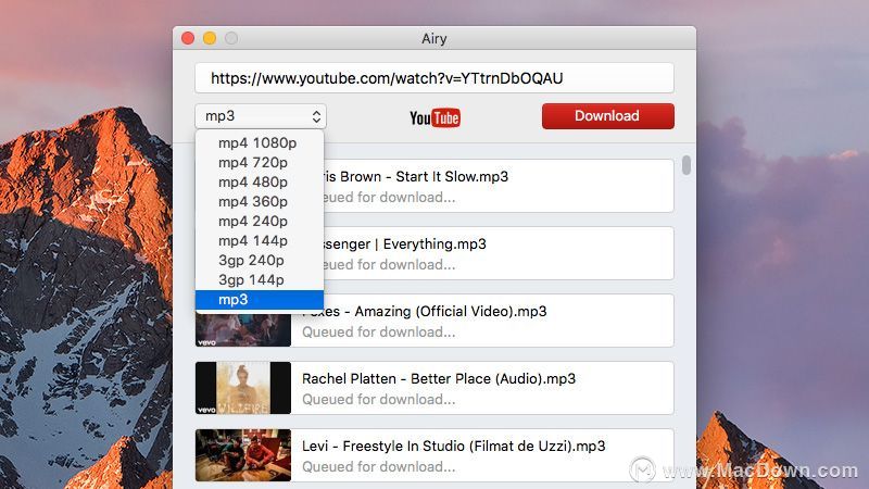 如何将Mac上的YouTube转换为MP3，Airy使用教程