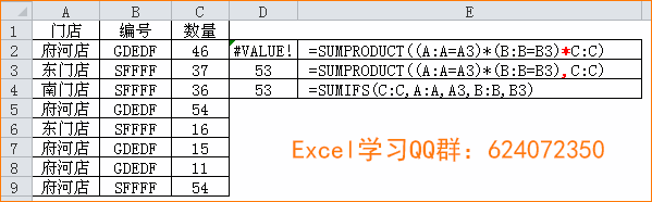 excel sumproduct函数多条件求和中乘号和逗号的使用区别，以及尽量不引用整列减慢运算速度