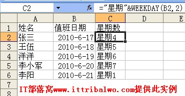 excel weekday 函数用法及实例