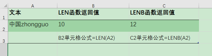 excel 文本长度计算函数LEN与LENB的用法与区别”