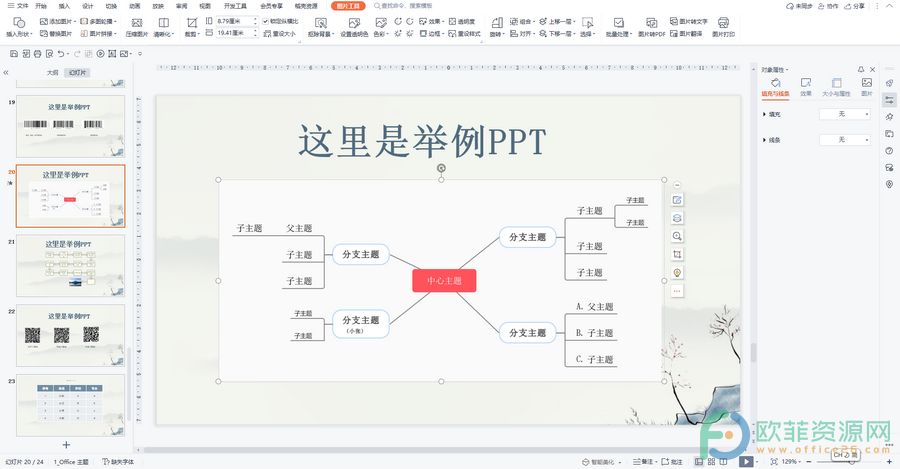 ​电脑版WPS演示文稿修改思维导图的连线颜色