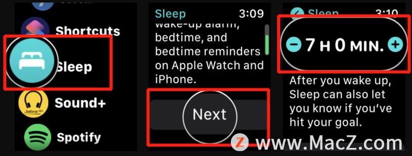 如何在watchOS 7中的Apple Watch上设置和使用睡眠应用程序？”