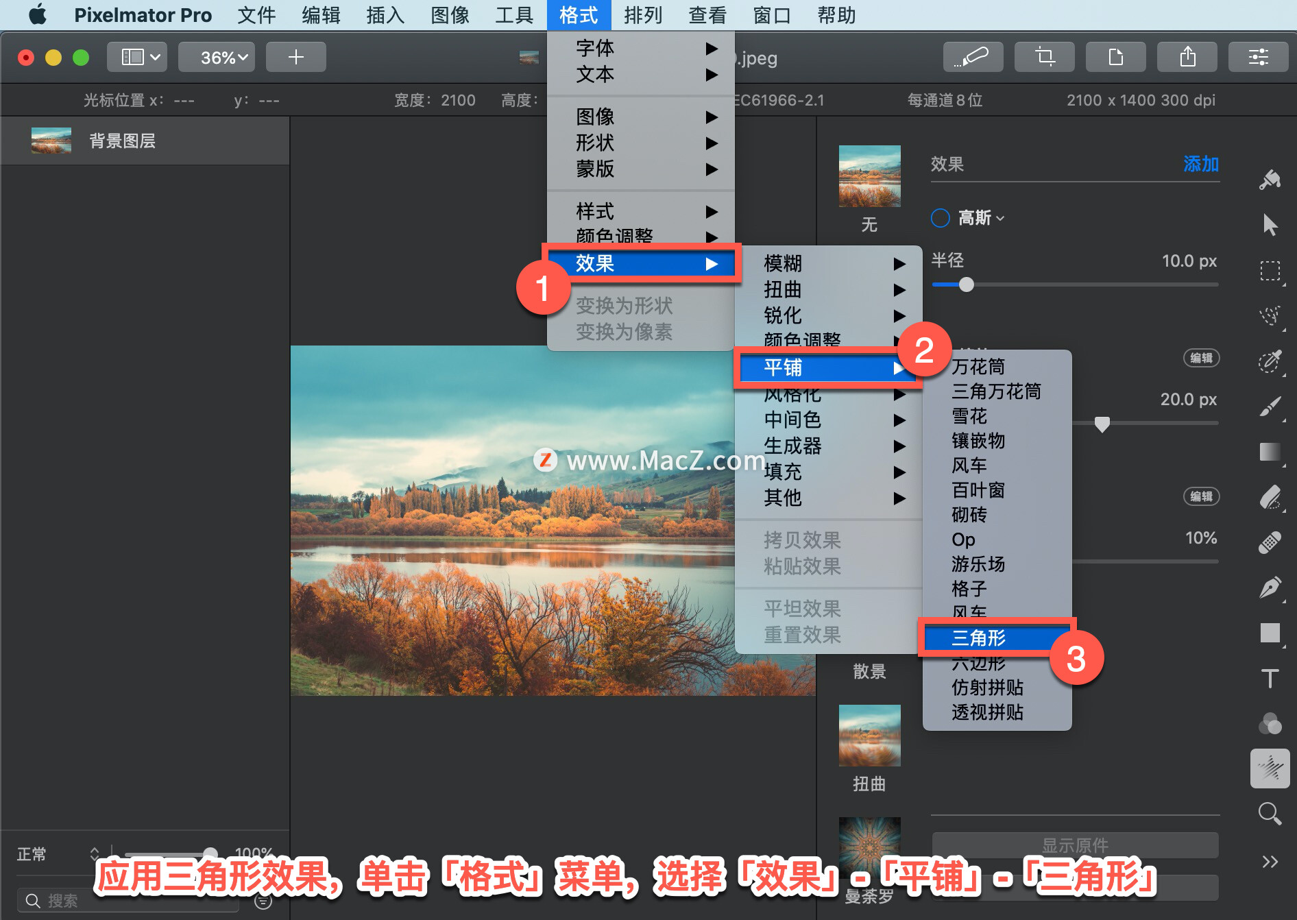 Pixelmator Pro 教程「128」，如何在 Pixelmator Pro 中应用三角形效果？”