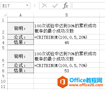 Excel CRITBINOM 函数 使用实例教程