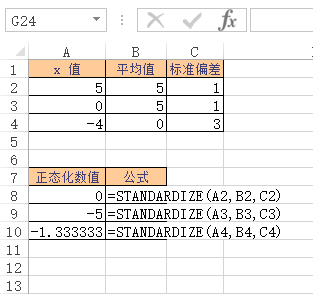 Excel STANDARDIZE 函数 使用实例教程